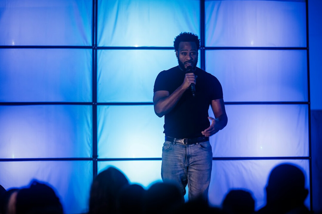 confident person speaking to audience